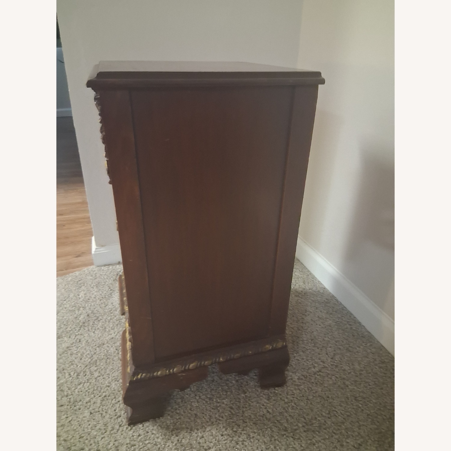 Antique Wood Side Table/ Stand With Gold Accents - image-13