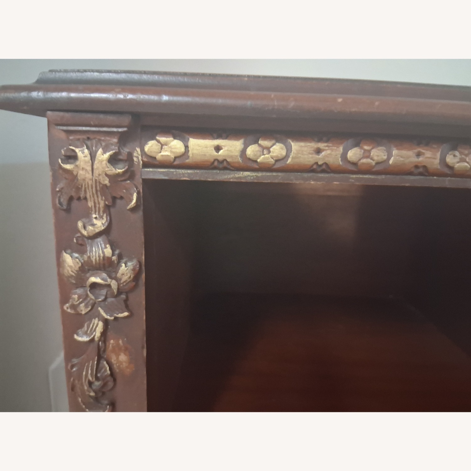 Antique Wood Side Table/ Stand With Gold Accents - image-7
