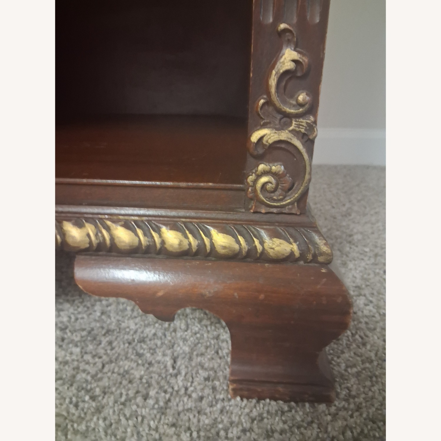Antique Wood Side Table/ Stand With Gold Accents - image-9