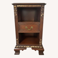Antique Wood Side Table/ Stand With Gold Accents