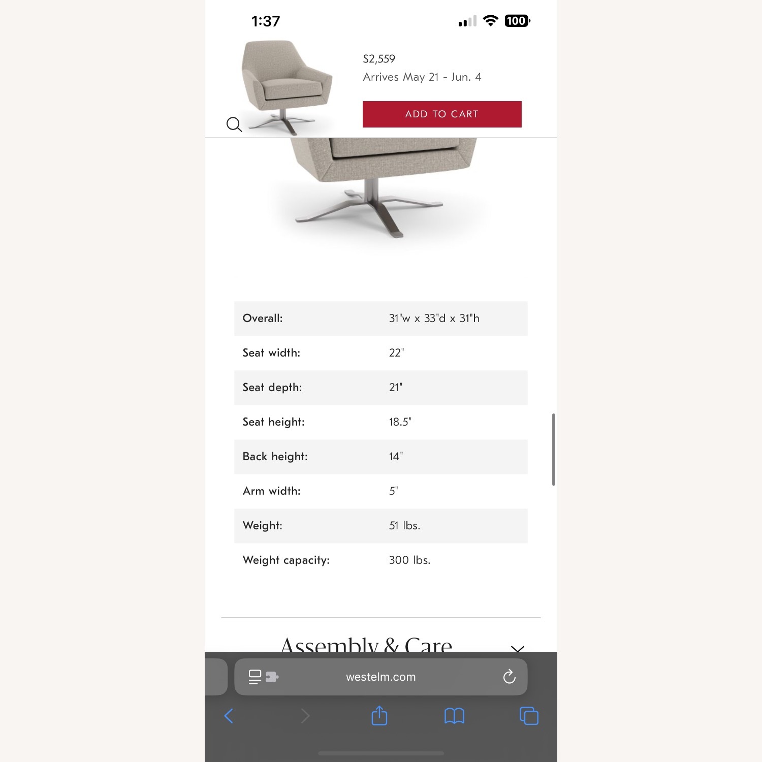 West Elm Lucas Healthcare Swivel Chair - image-4