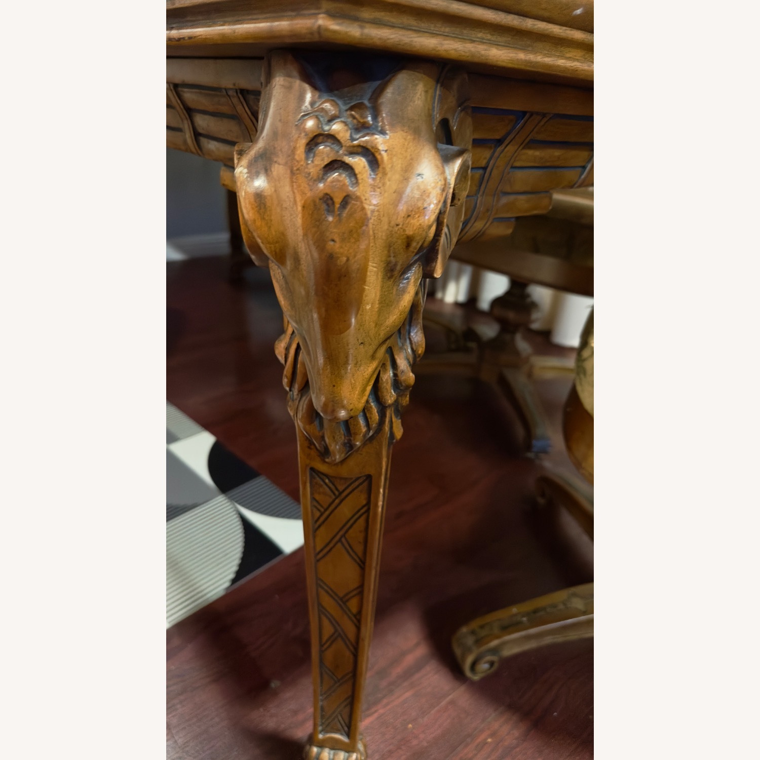 Vintage/Antique Light Brown Wood Dining Table - image-9