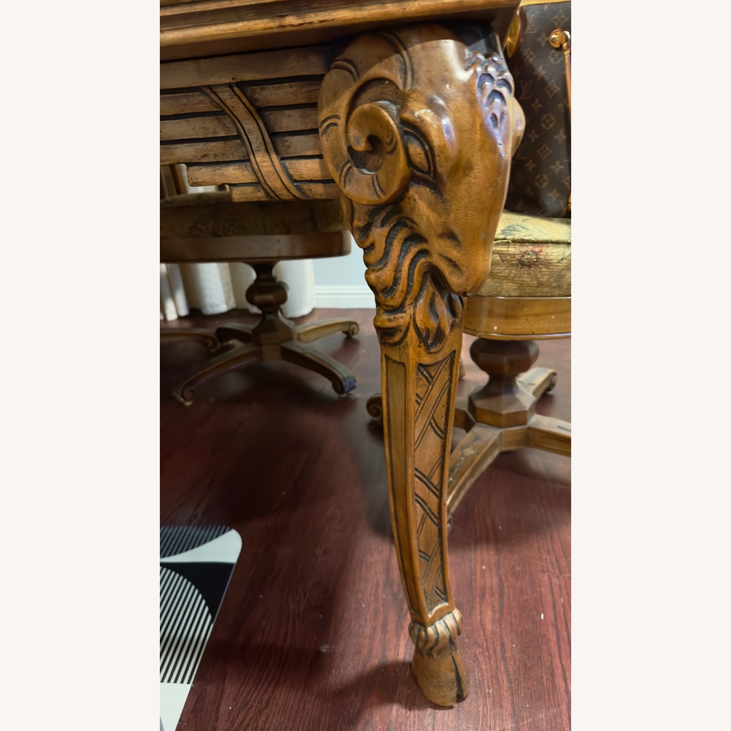 Vintage/Antique Light Brown Wood Dining Table - image-7