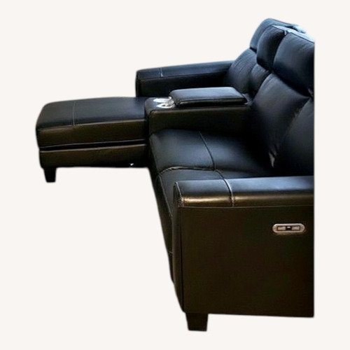 Used Black Leather 3+ Piece Sectional for sale on AptDeco
