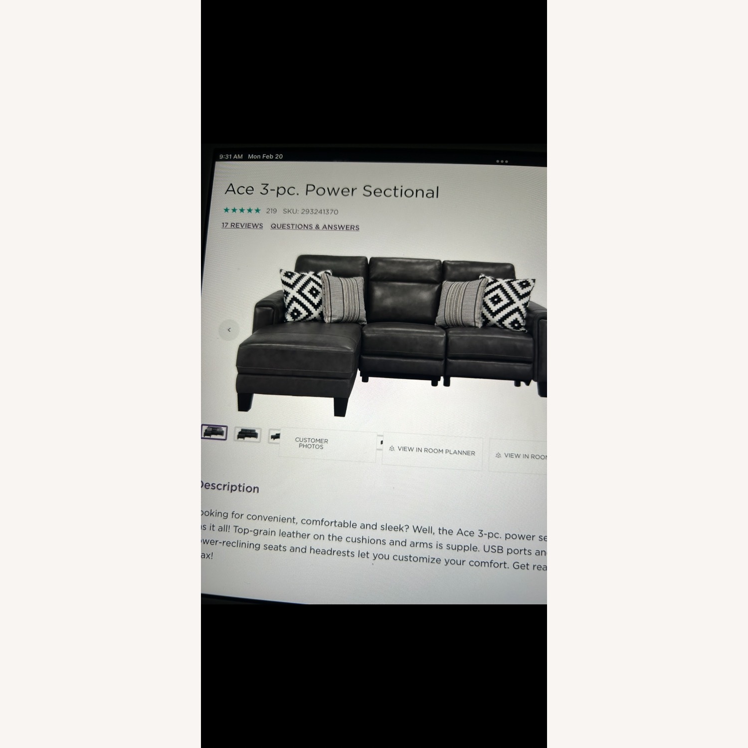 Black Leather 3+ Piece Sectional - image-3