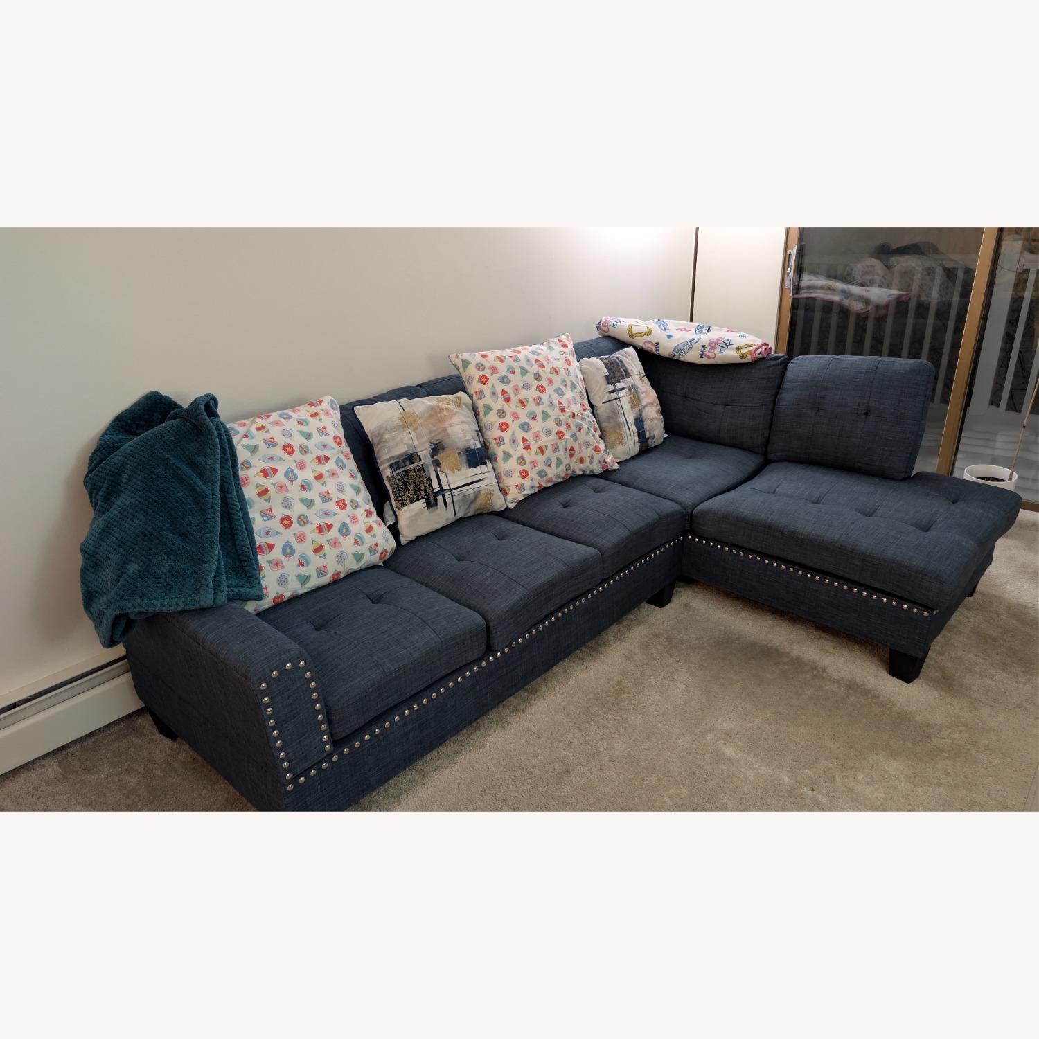 Wayfair Blue 2 Piece Sectional - image-3