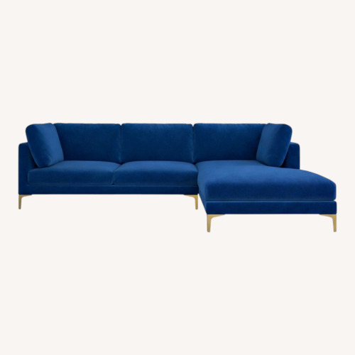 Used Castlery Adams Blue Suede 3+ Piece Sectional for sale on AptDeco