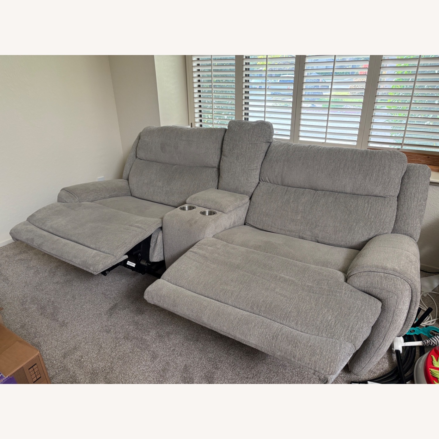 Living Spaces Dutton Loveseat Recliner With Console - image-2