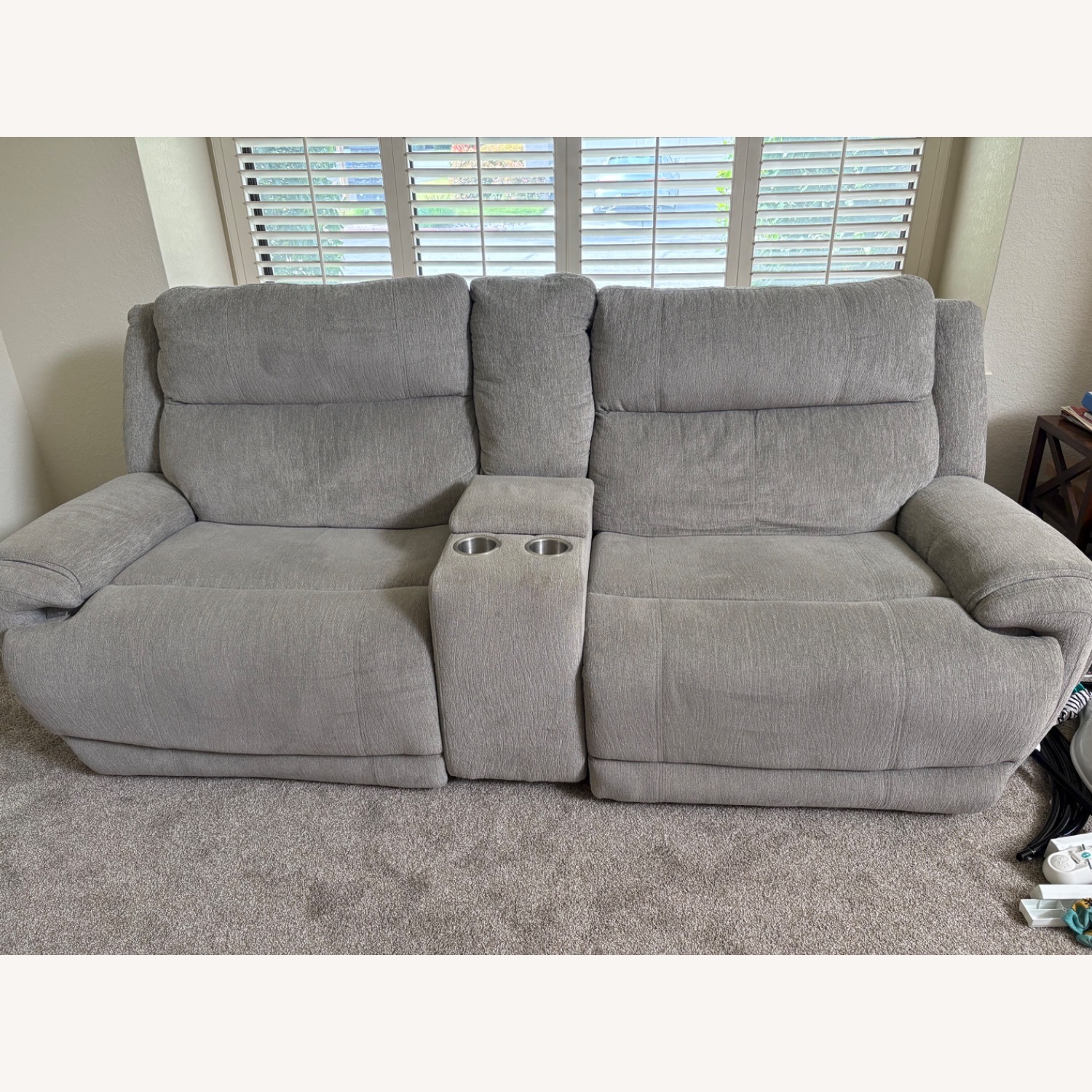 Living Spaces Dutton Loveseat Recliner With Console - image-1
