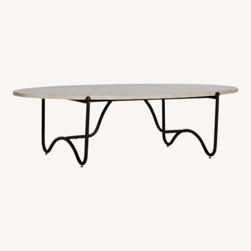 Used Lulu and Georgia Round Stone Top Coffee Table  for sale on AptDeco
