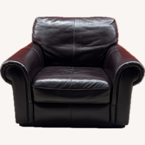 Used Cindy Crawford Home Dark Brown Leather Armchair for sale on AptDeco