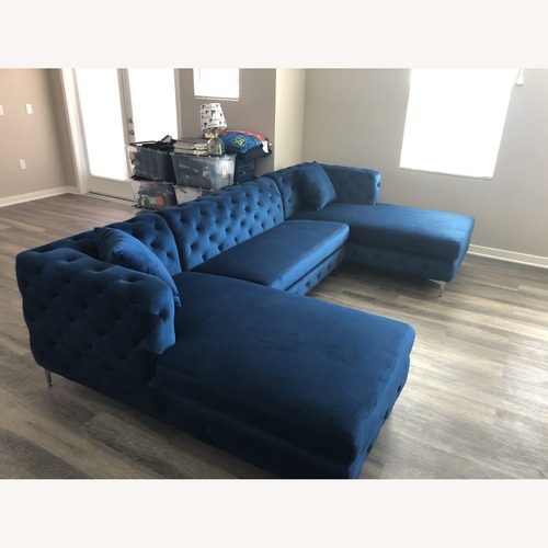 Used Vintage/Antique Blue Velvet 3+ Piece Sectional for sale on AptDeco