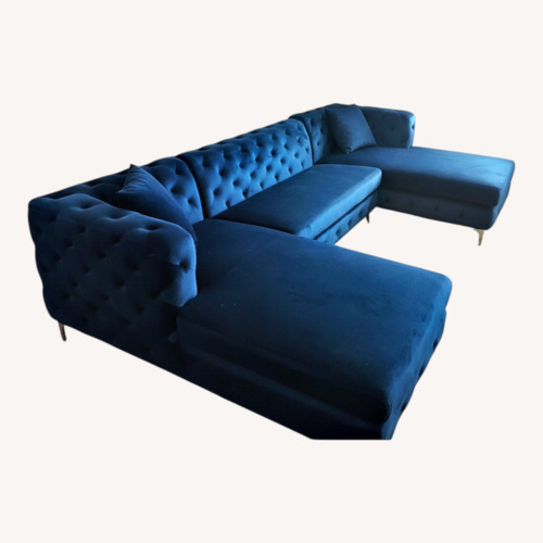 Used Vintage/Antique Blue Velvet 3+ Piece Sectional for sale on AptDeco