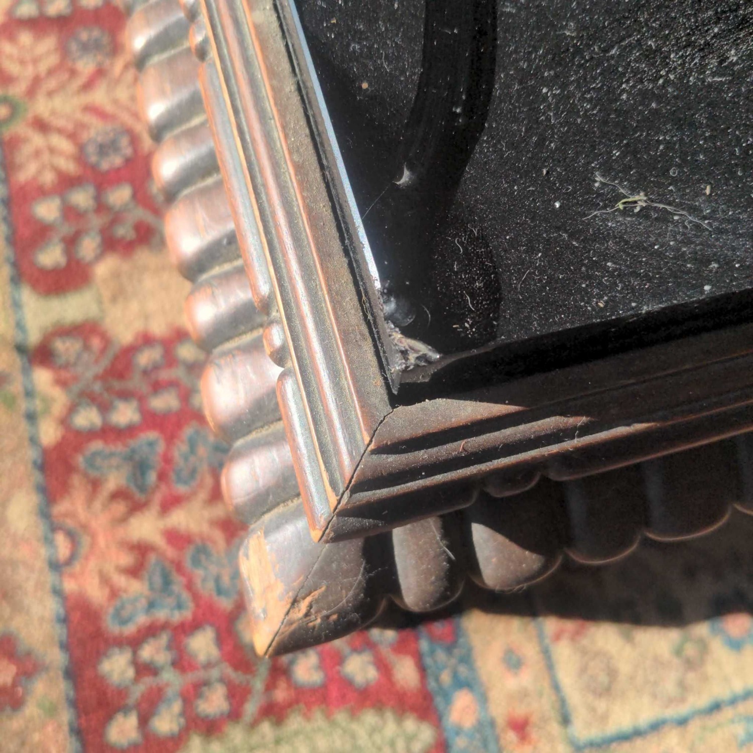 Vintage Glass Top Carved Coffee Table	 - image-11