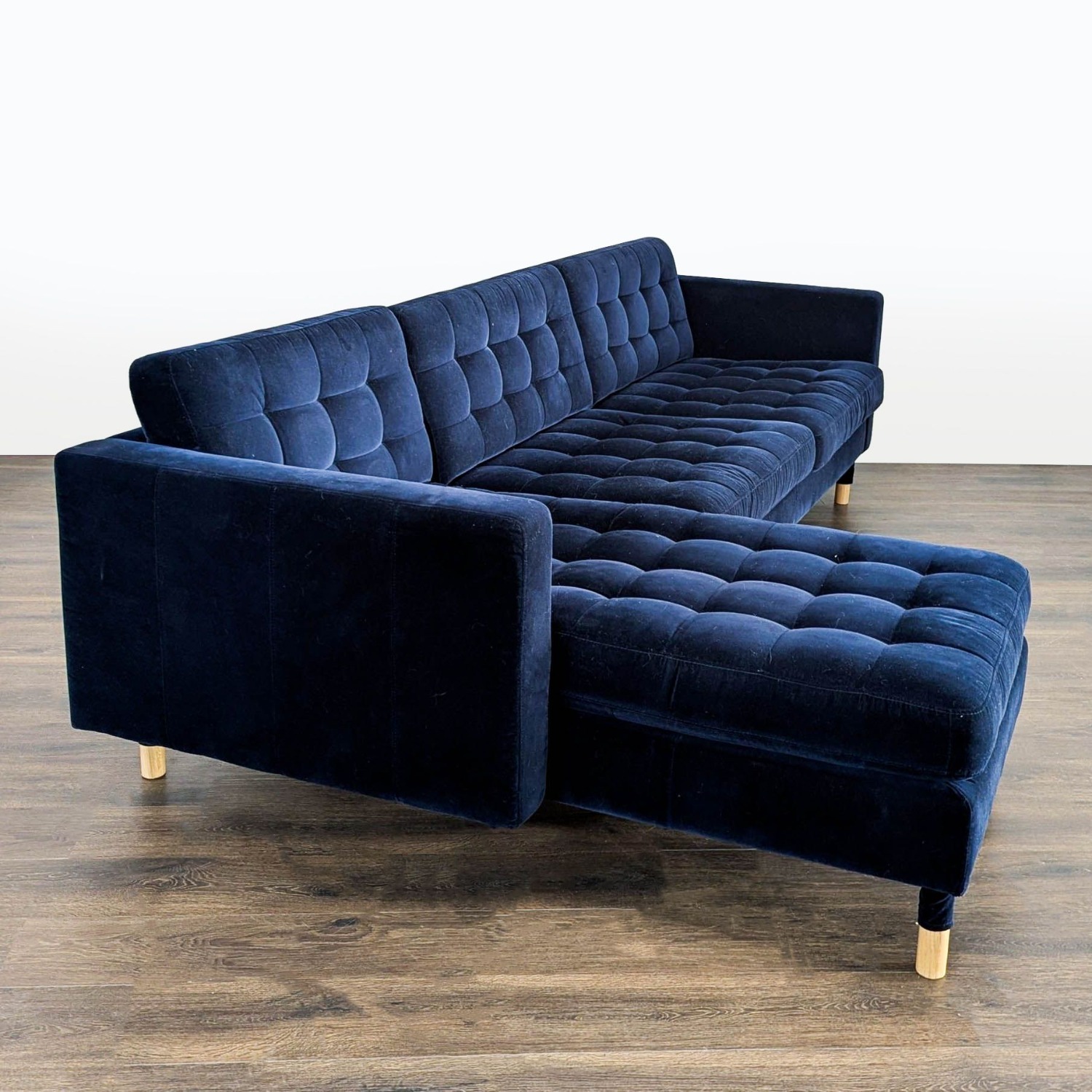 IKEA Morabo Navy Blue Sectional Sofa with Chaise - image-3