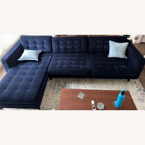 Used IKEA Morabo Navy Blue Sectional Sofa with Chaise for sale on AptDeco