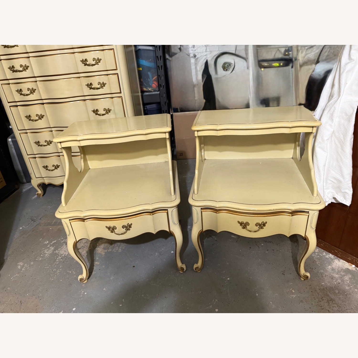 Vintage/Antique White Wood Nightstands - image-9