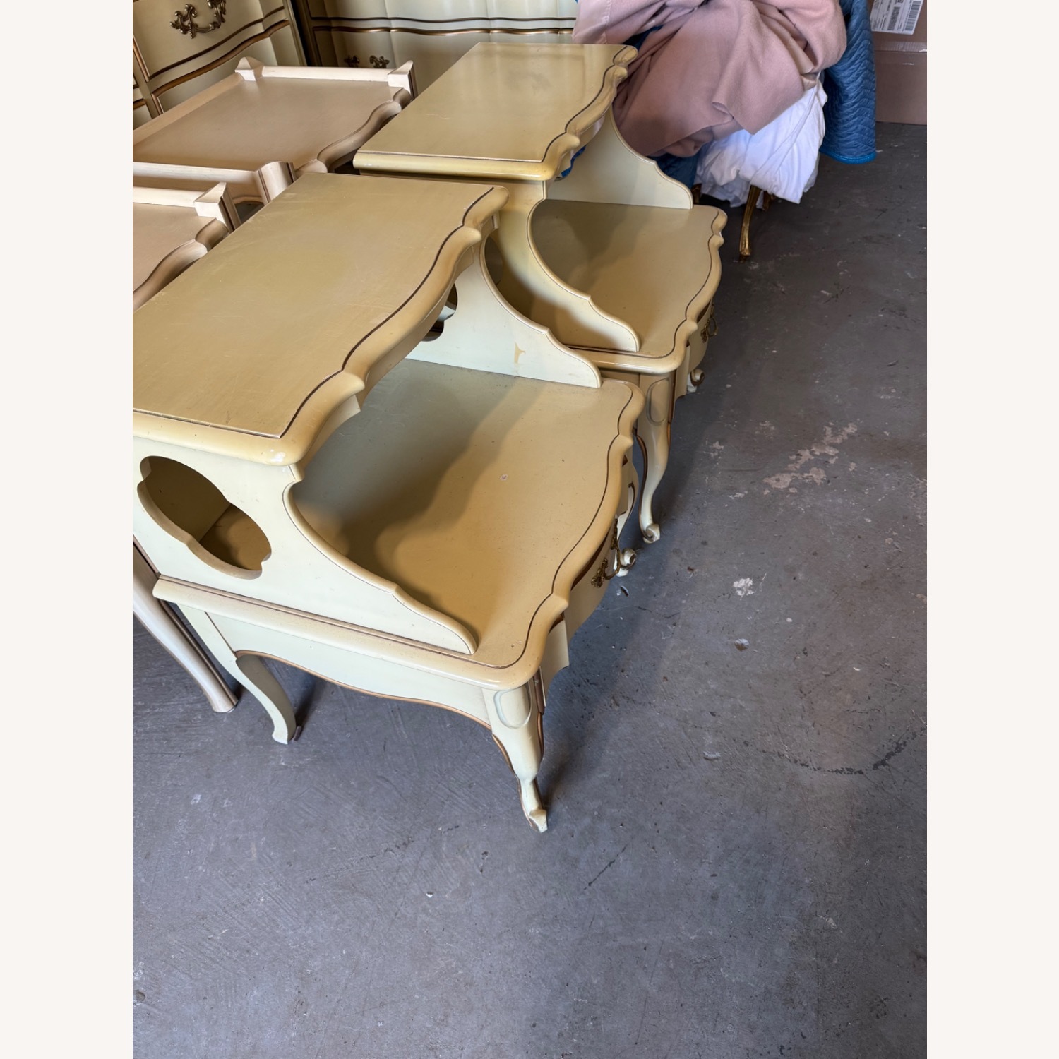 Vintage/Antique White Wood Nightstands - image-5