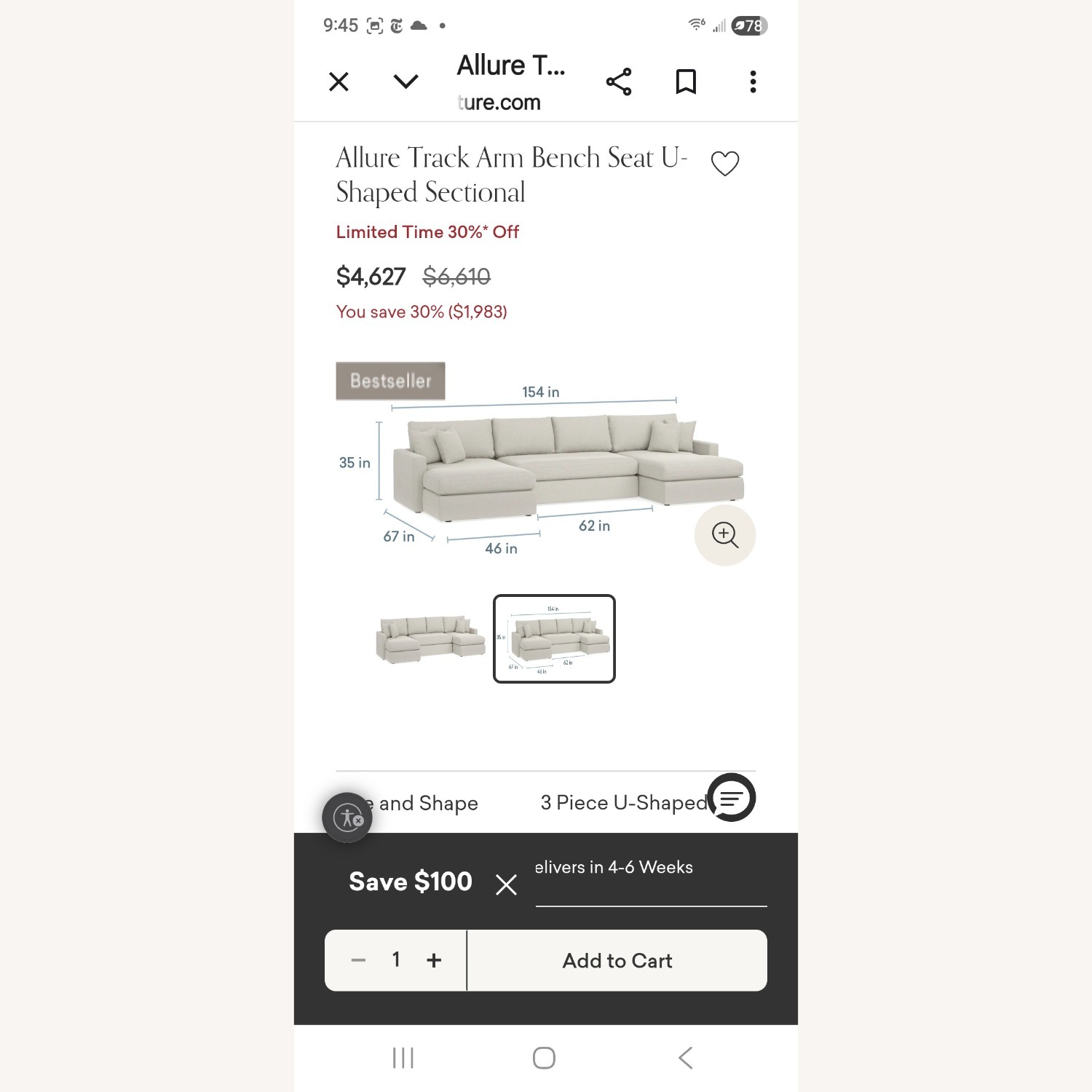 Bassett 3 Piece Sectional - image-1