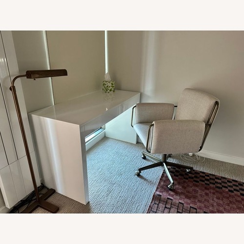 Used CB2 Runway Modern White Desk with Two Drawers for sale on AptDeco