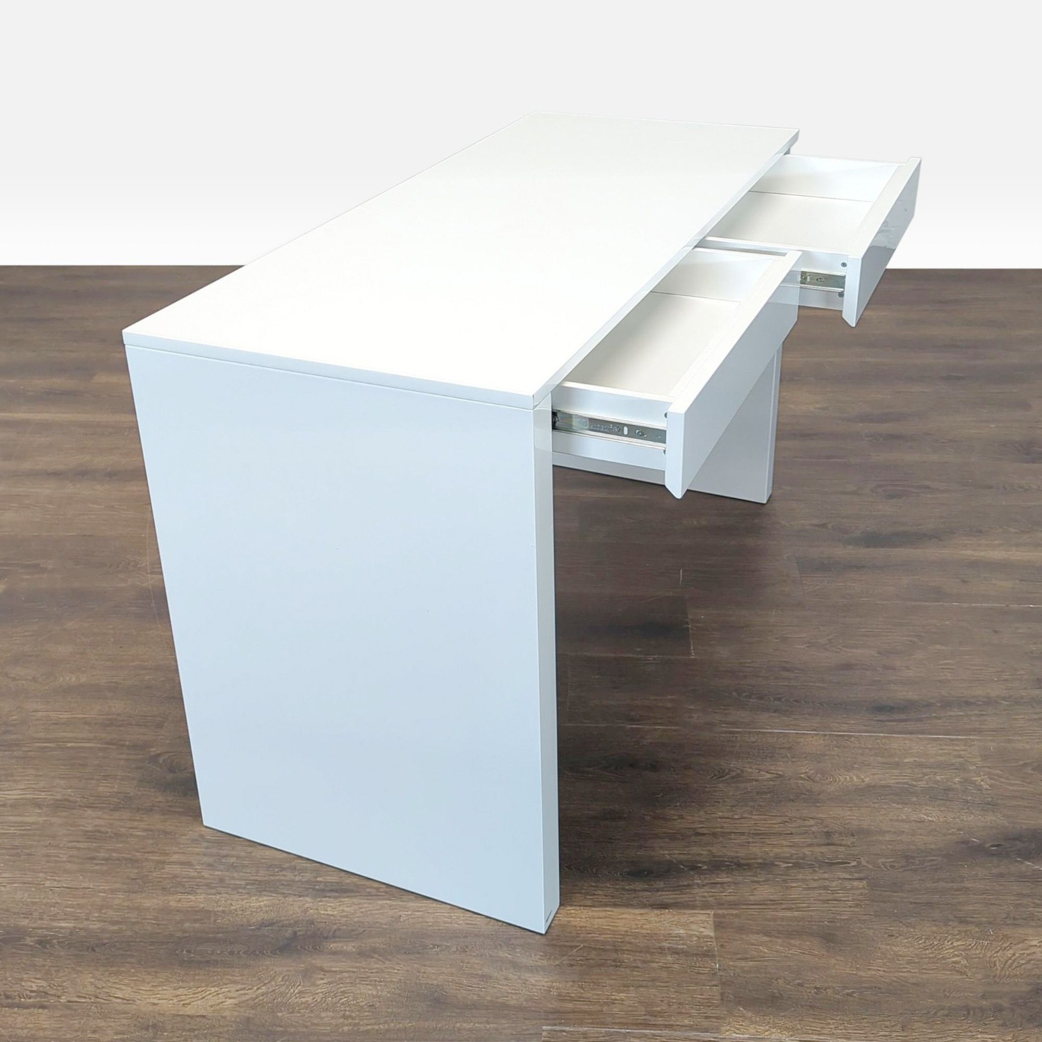 CB2 Runway Modern White Desk with Two Drawers - image-2
