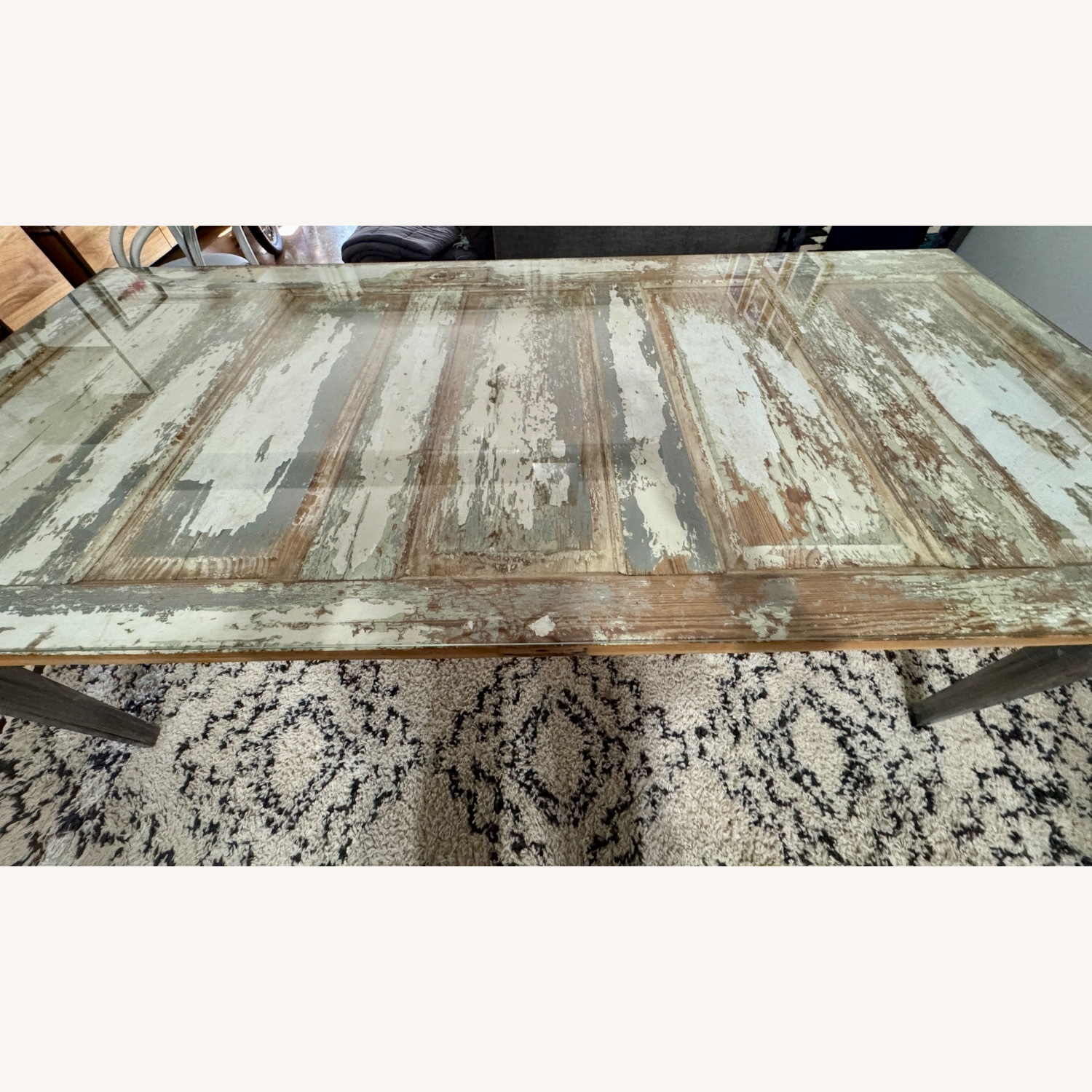 Vintage/Antique White Wood Dining Table - image-11