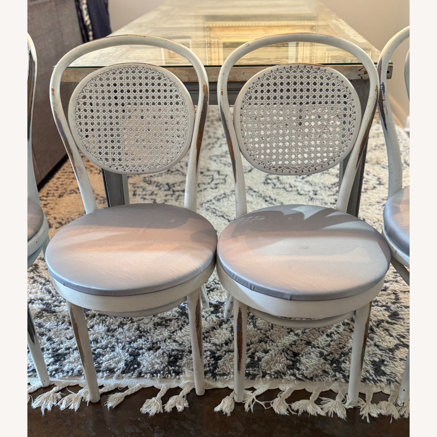 Vintage/Antique White Wood Dining Table - image-5