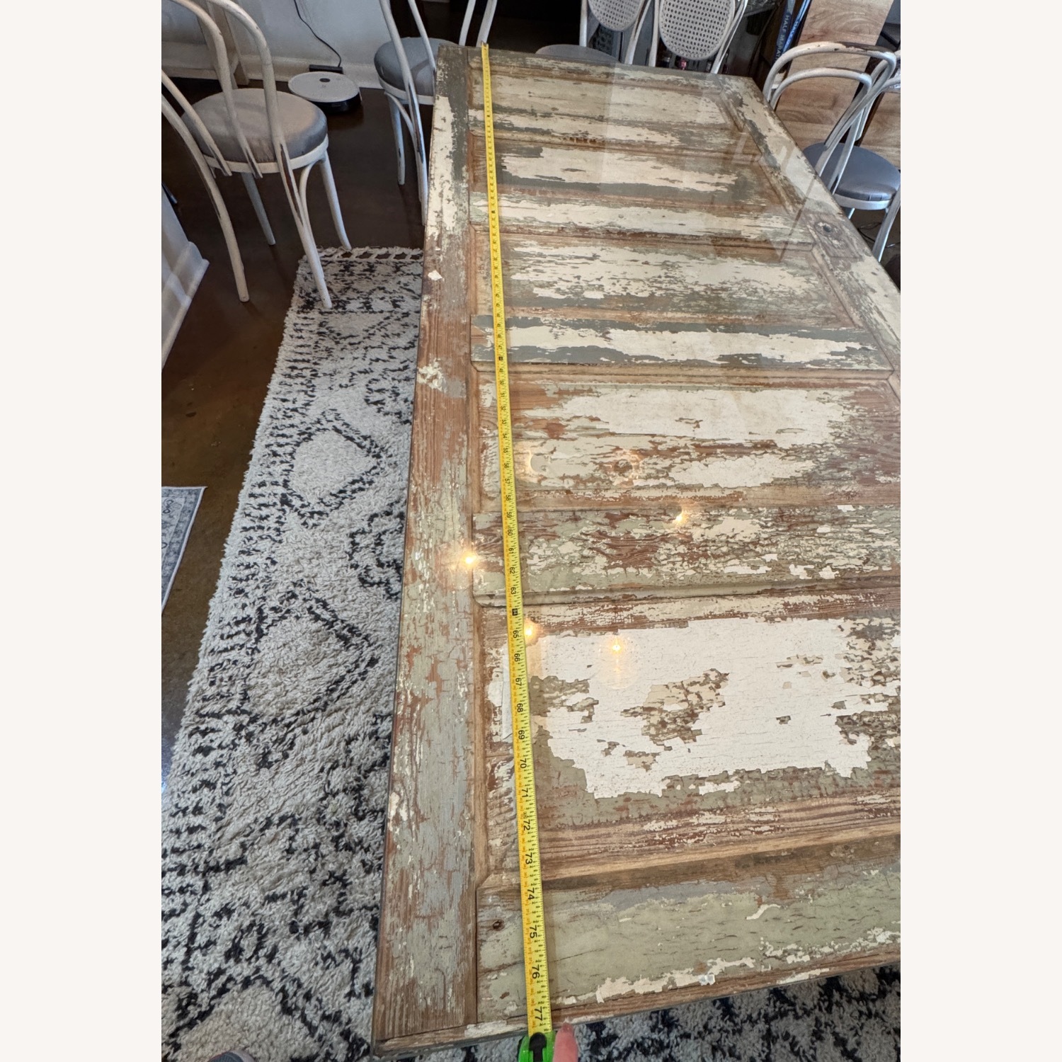 Vintage/Antique White Wood Dining Table - image-6