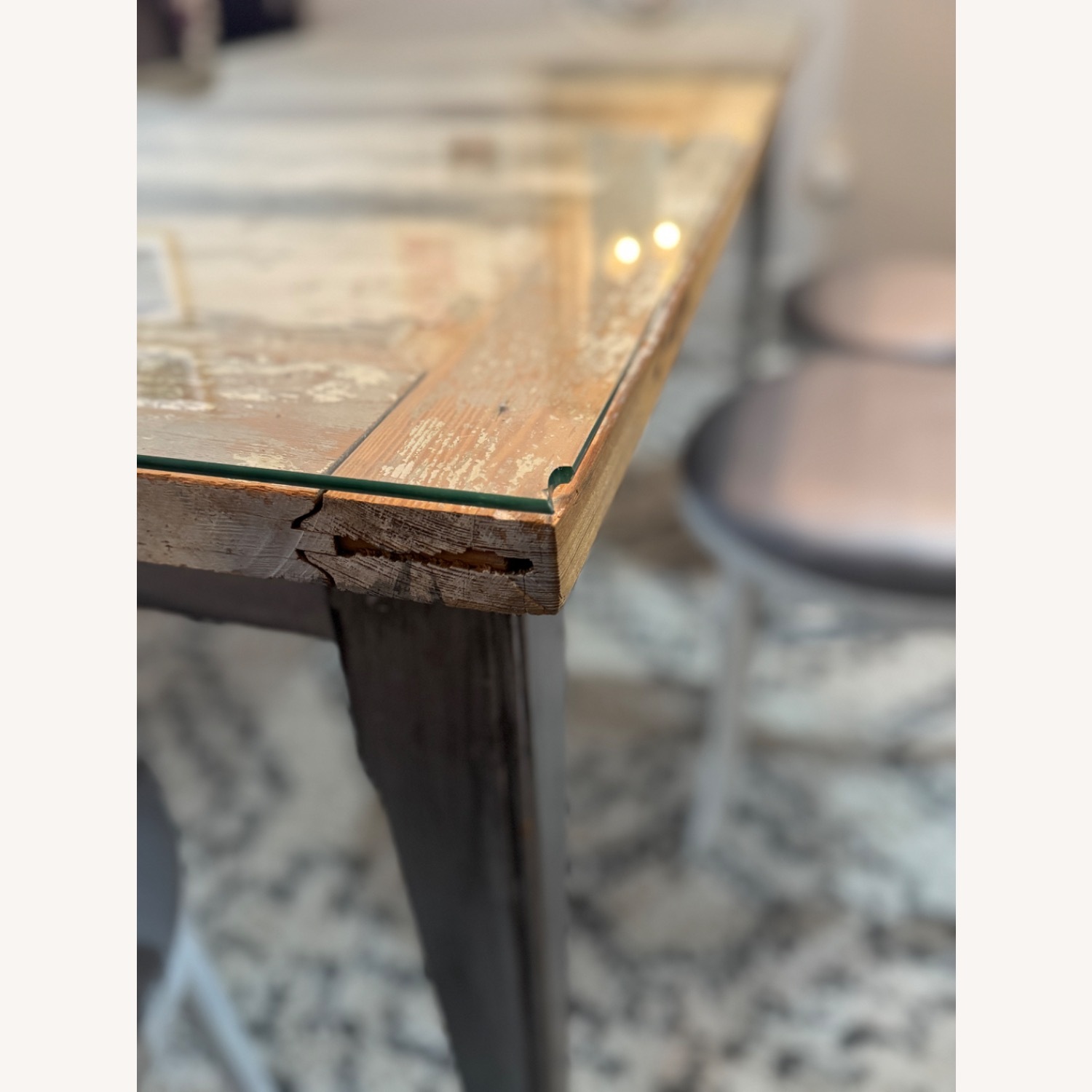 Vintage/Antique White Wood Dining Table - image-13