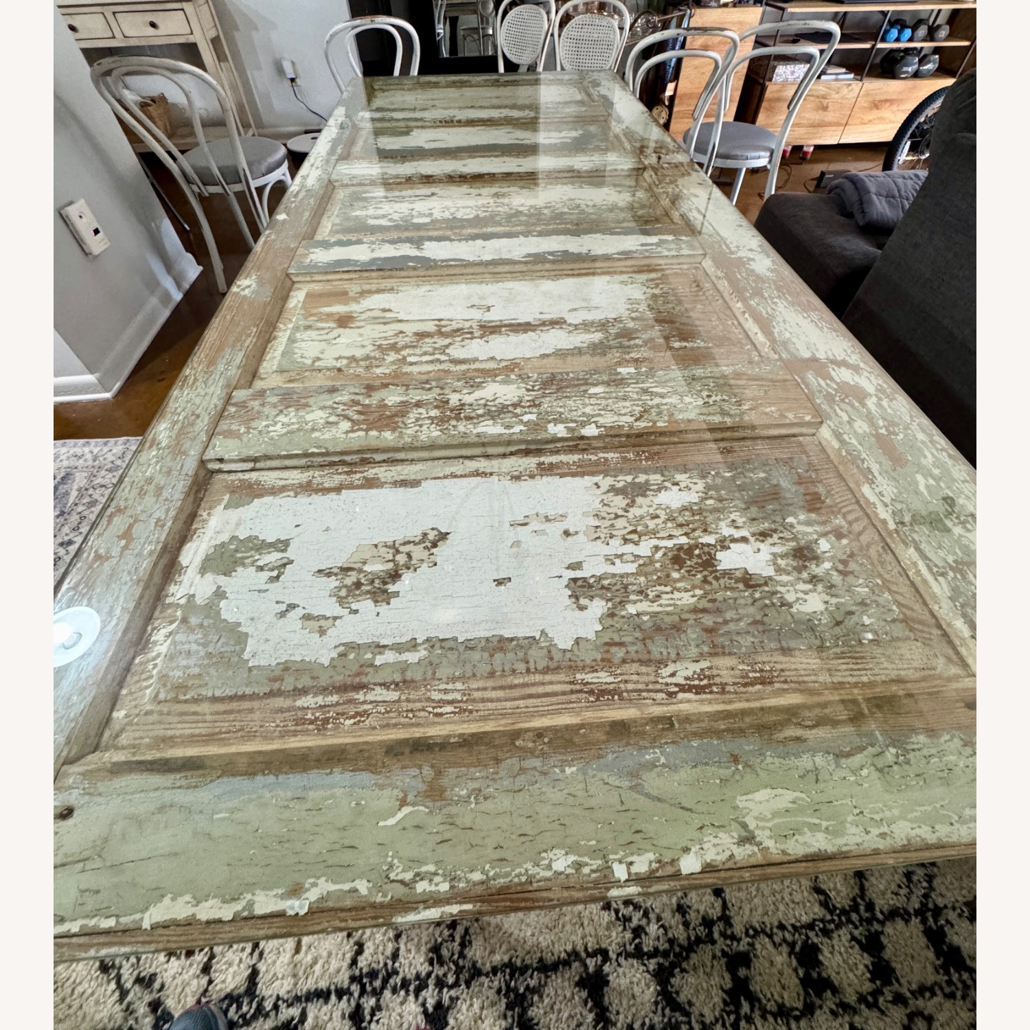 Vintage/Antique White Wood Dining Table - image-10
