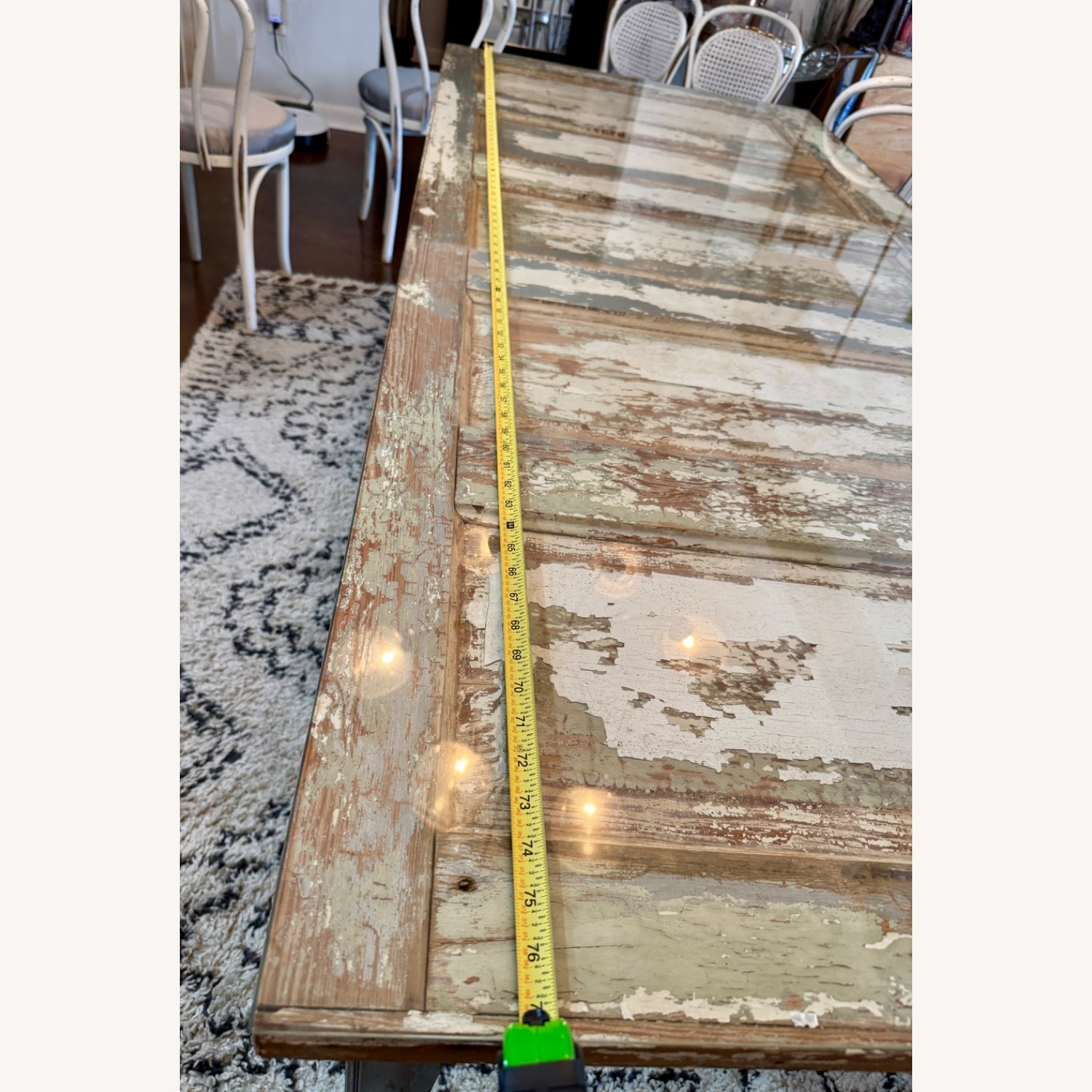 Vintage/Antique White Wood Dining Table - image-7