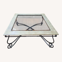 Light Gray Glass Wrought Iron Coffee Table