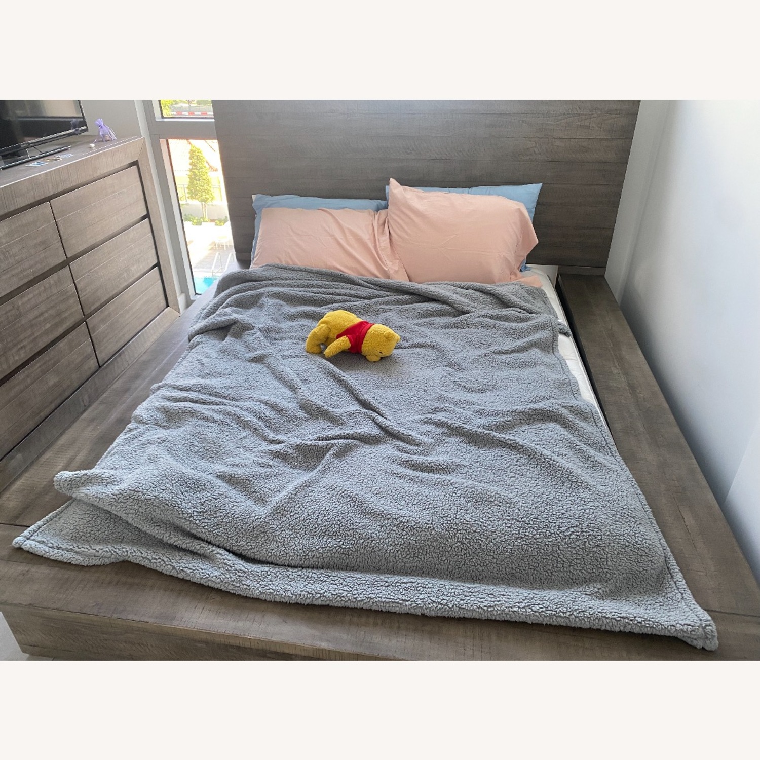 Ashley Furniture Dark Gray Wood Queen Bed - image-2