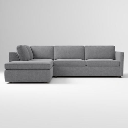 Used West Elm Light Gray Velvet 2 Piece Sectional for sale on AptDeco