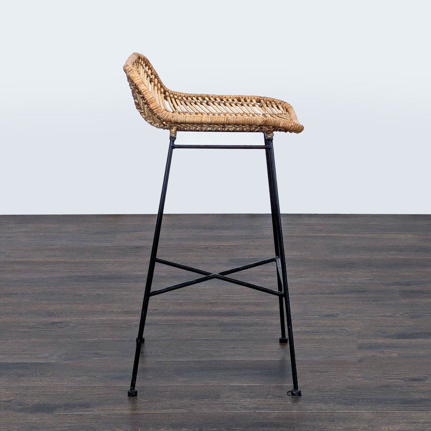 Woven Rattan and Metal Counter Stool	 - image-3