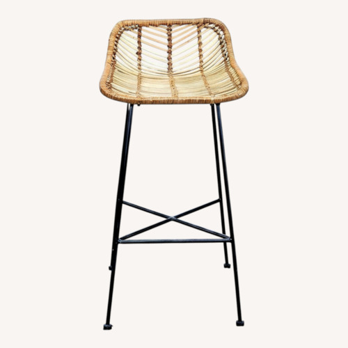 Used Woven Rattan and Metal Counter Stool	 for sale on AptDeco