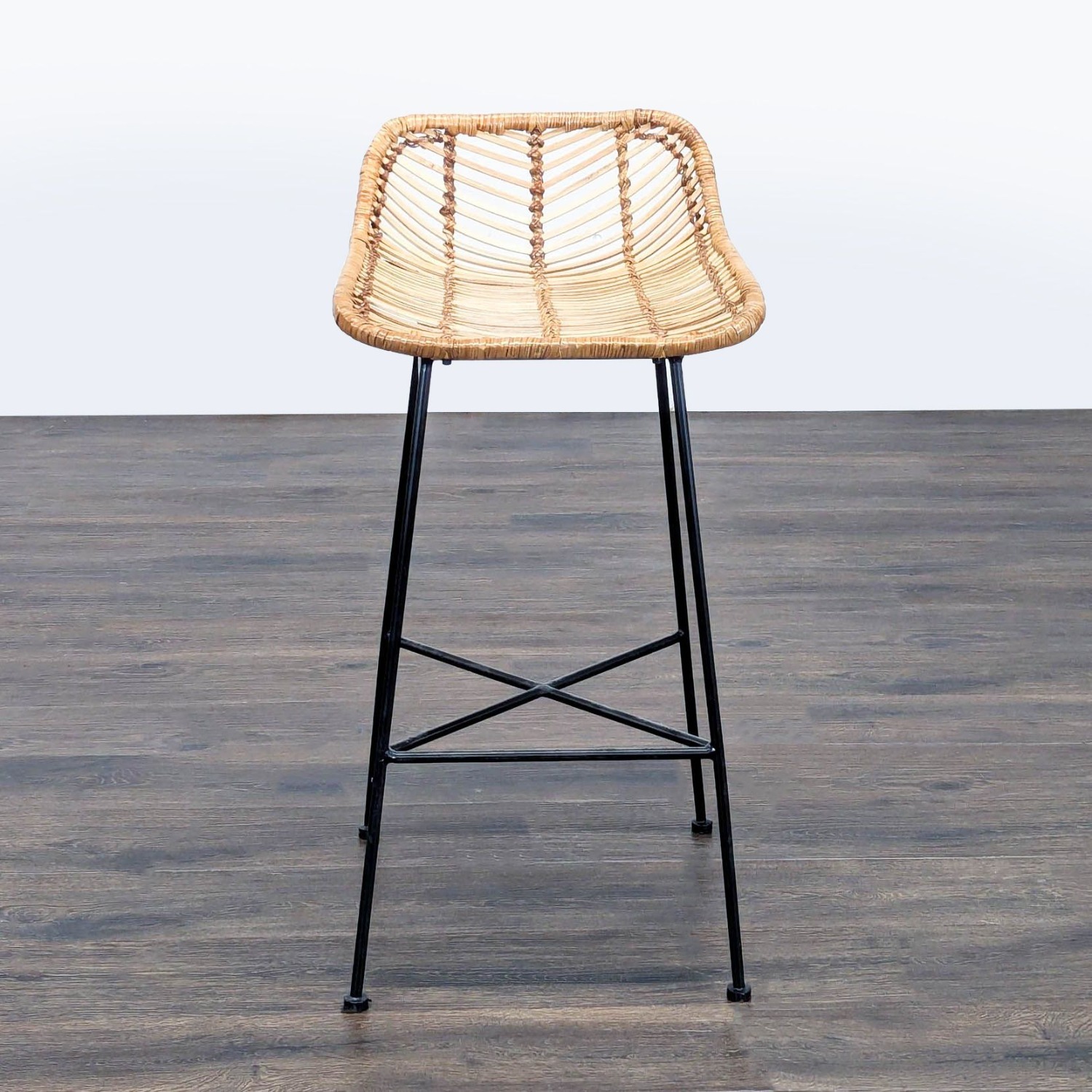 Woven Rattan and Metal Counter Stool	 - image-8