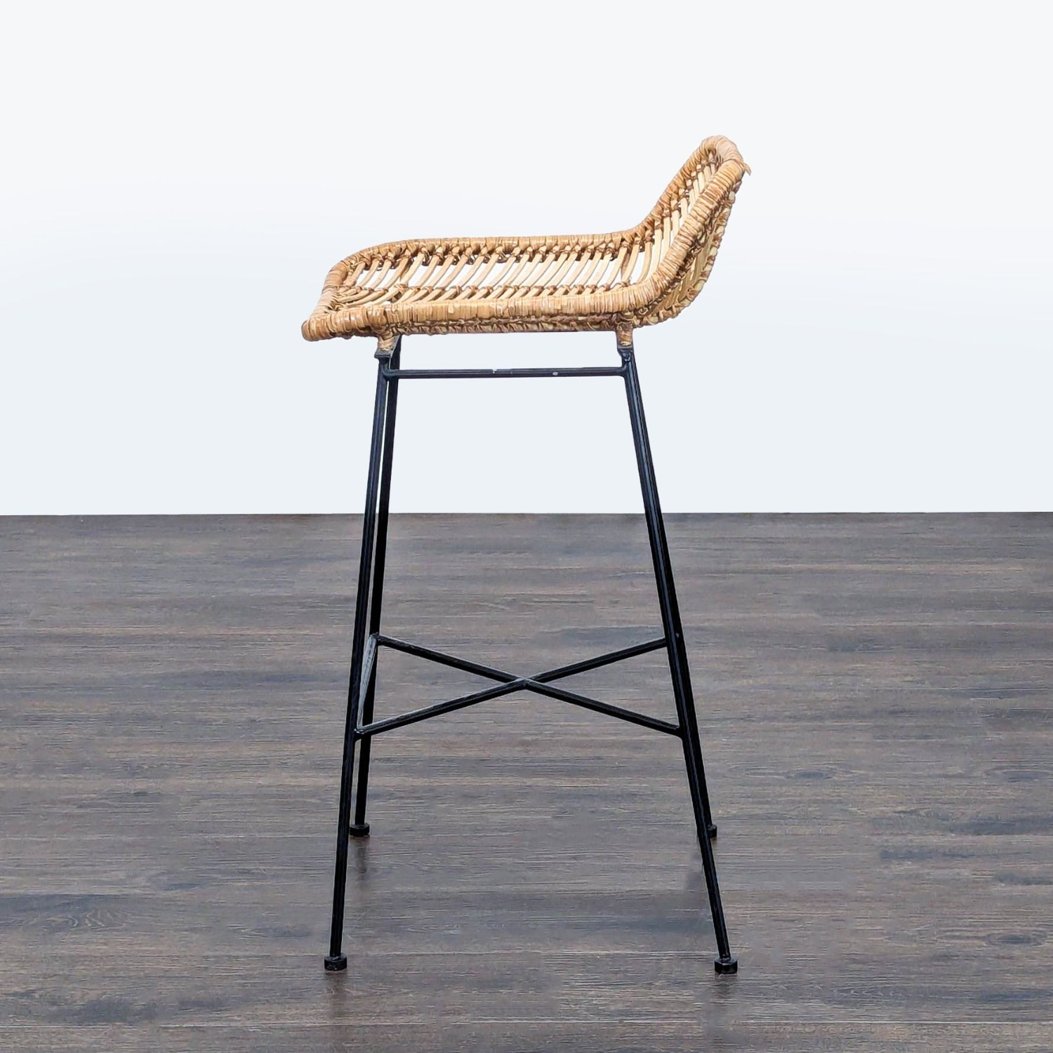 Woven Rattan and Metal Counter Stool	 - image-5