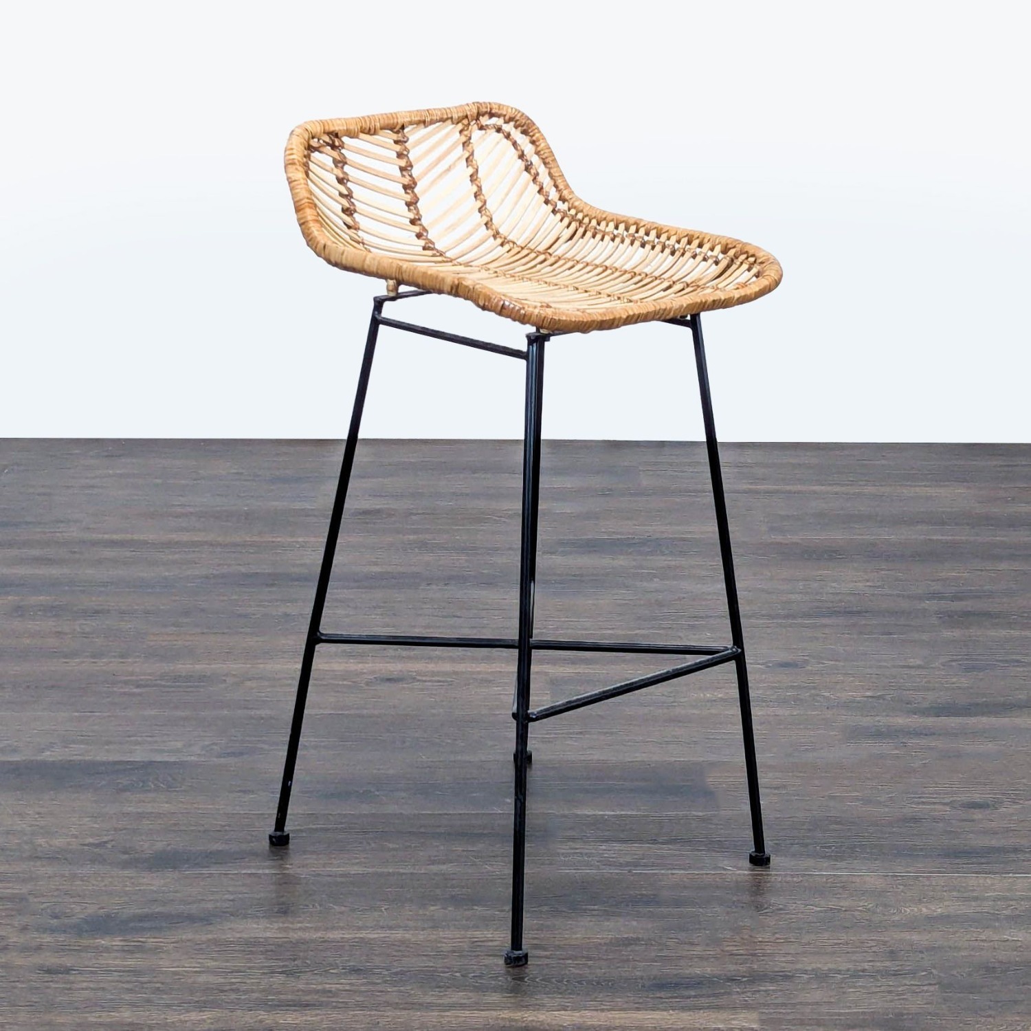 Woven Rattan and Metal Counter Stool	 - image-2