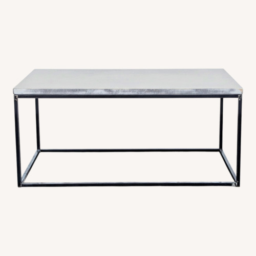 Used Wood Top Coffee Table on Metal Box Frame	 for sale on AptDeco