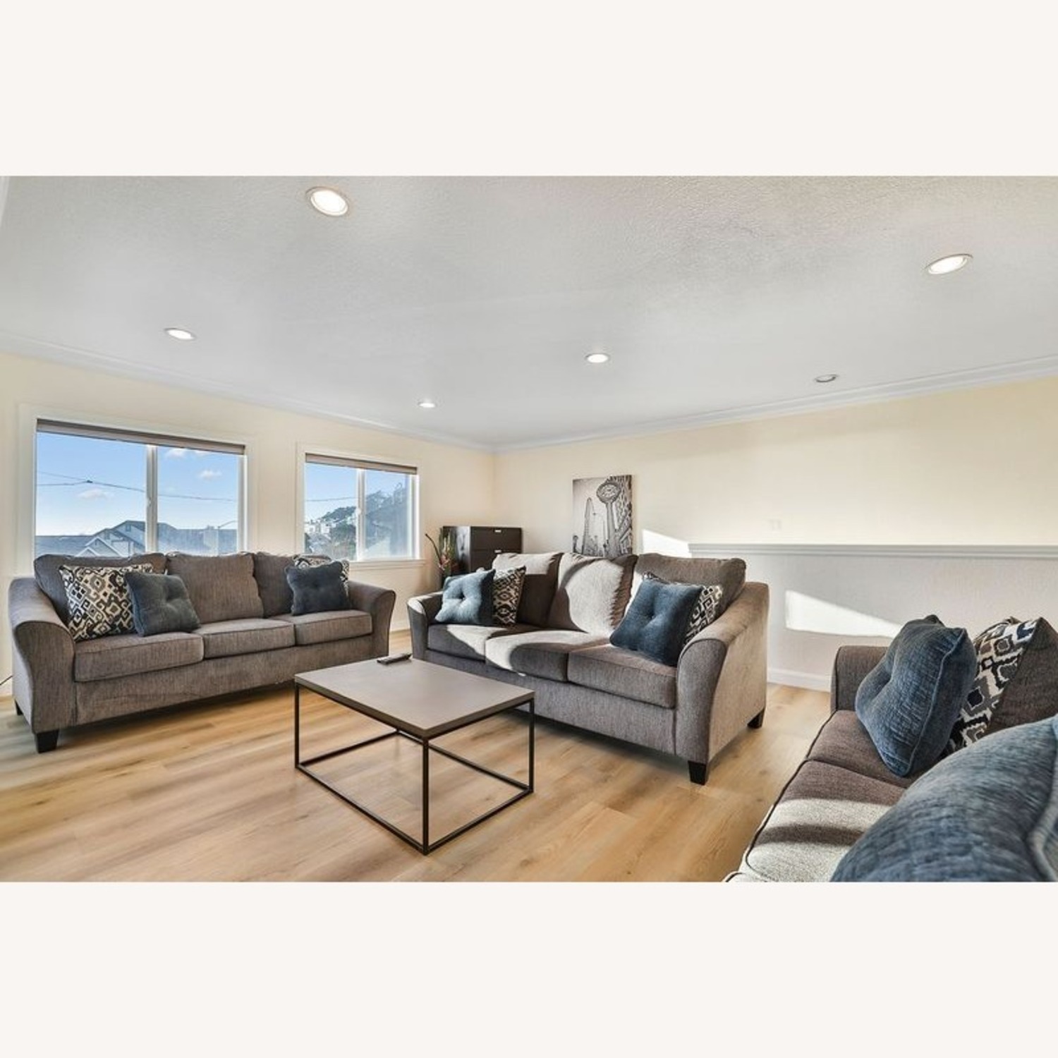 Wood Top Coffee Table on Metal Box Frame	 - image-8