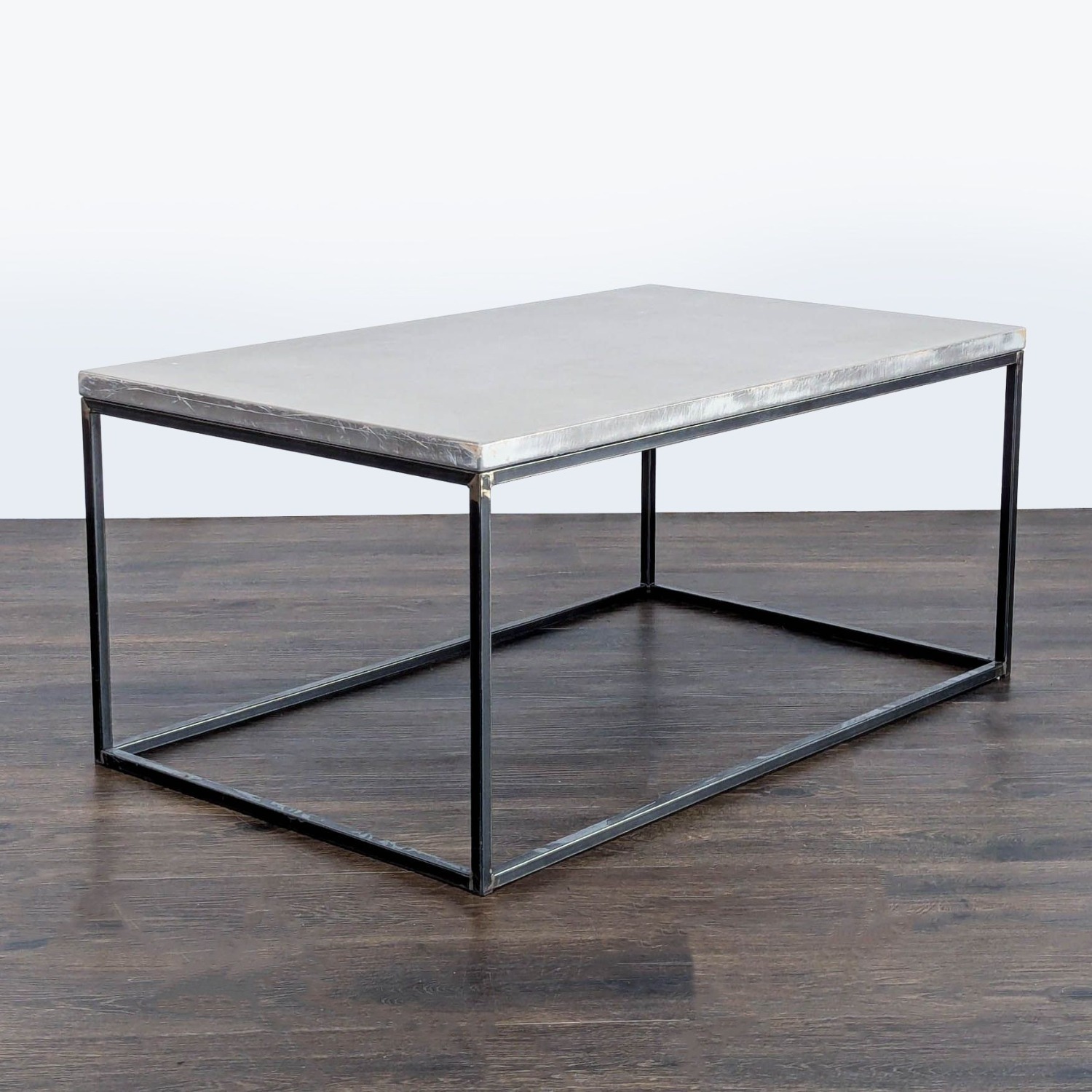 Wood Top Coffee Table on Metal Box Frame	 - image-3