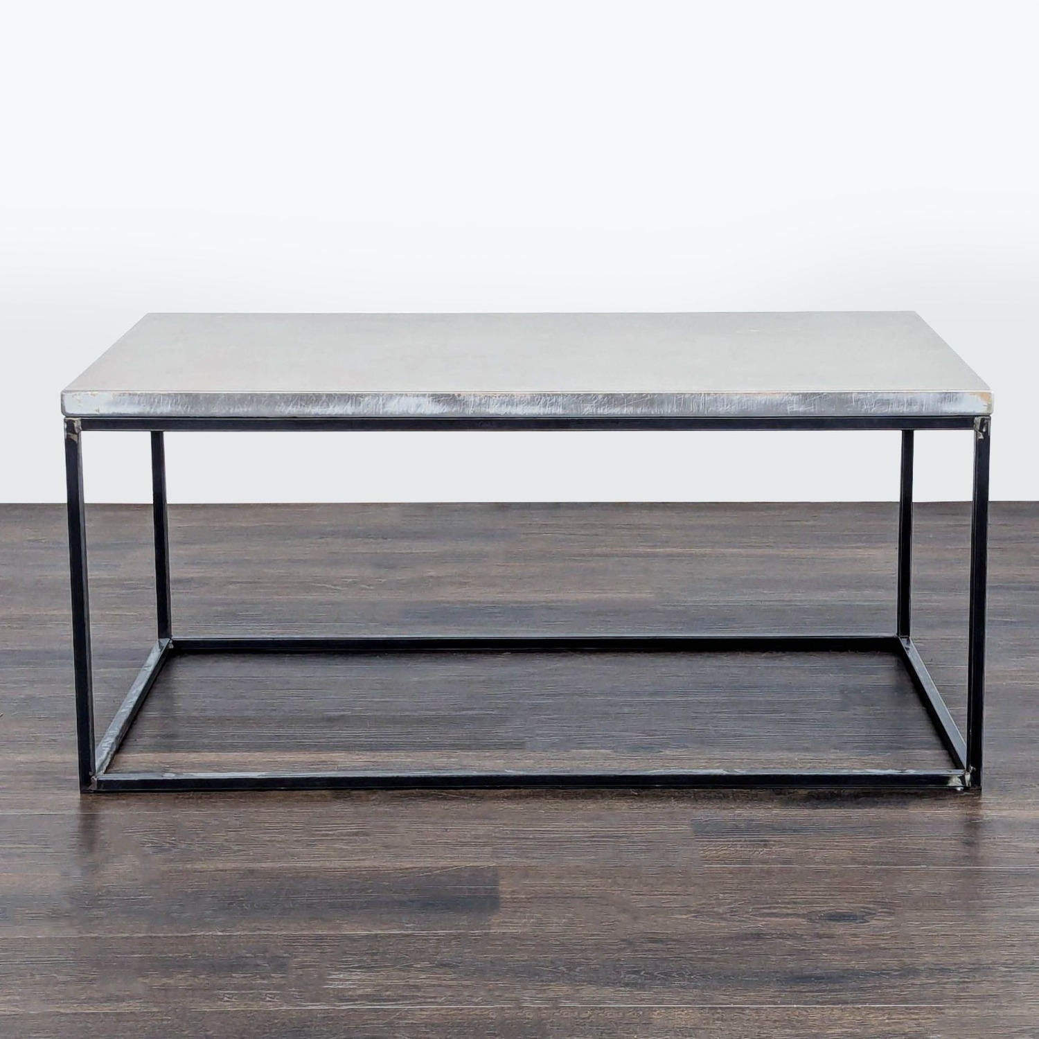 Wood Top Coffee Table on Metal Box Frame	 - image-2