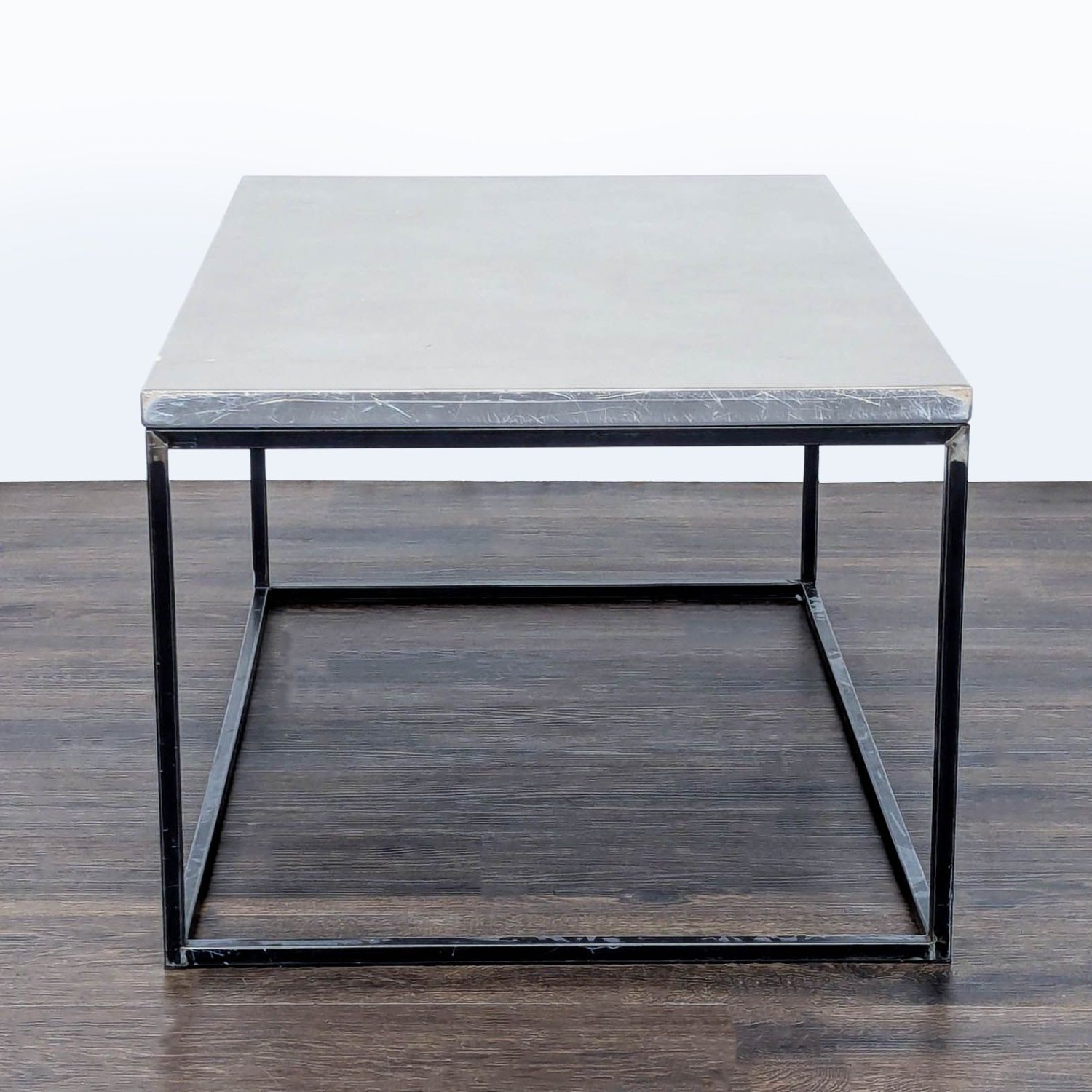 Wood Top Coffee Table on Metal Box Frame	 - image-4
