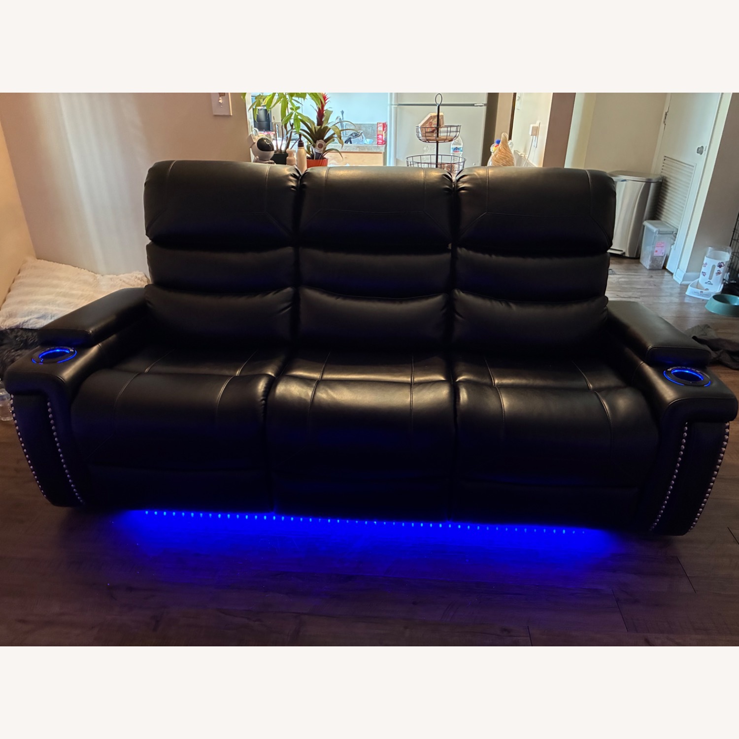 Value City Furniture Black Leather 2 Seater Sofa - image-3