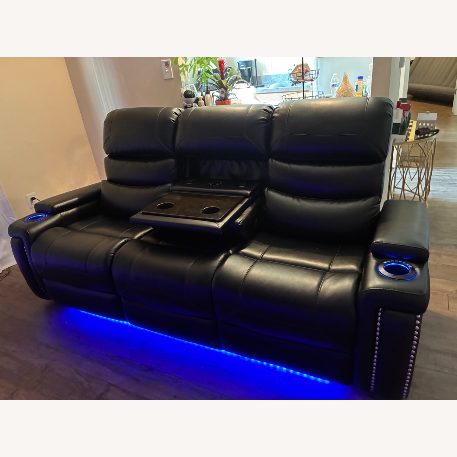 Value City Furniture Black Leather 2 Seater Sofa - image-4
