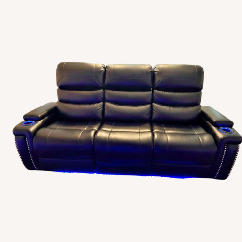 Used Value City Furniture Black Leather 2 Seater Sofa for sale on AptDeco