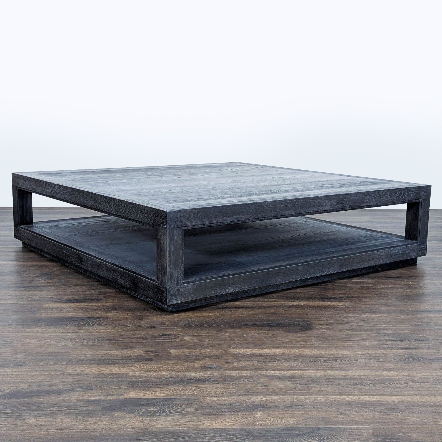 Square Wood Coffee Table with Shelf	 - image-2