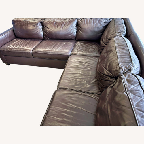 Used West Elm Henry Dark Brown Leather L Sectional Sofa for sale on AptDeco