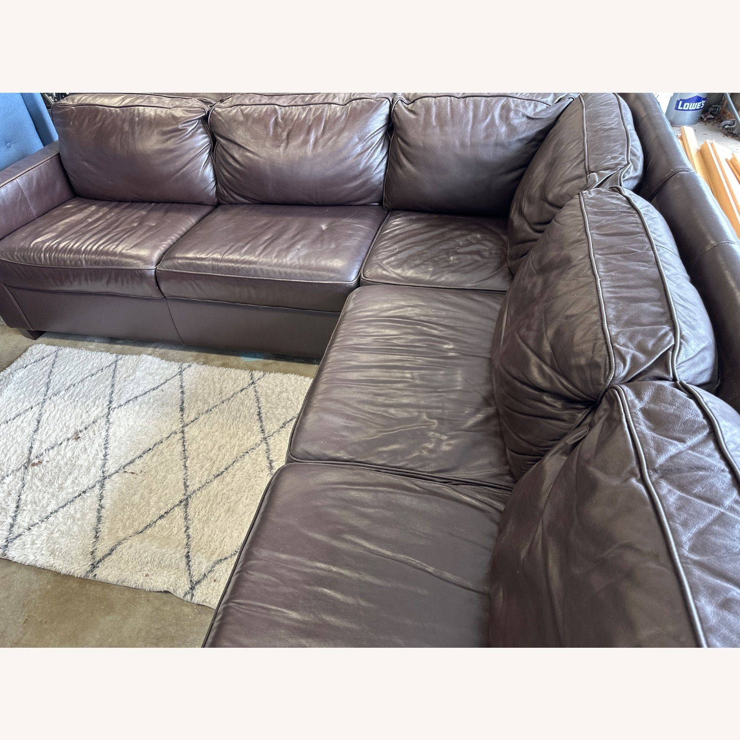 West Elm Henry Dark Brown Leather L Sectional Sofa - image-3